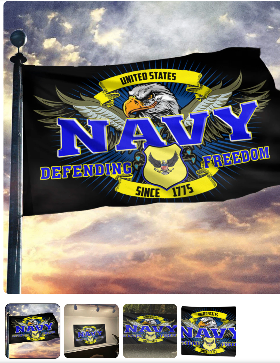 Navy Defending Freedom Since 1775 Flag