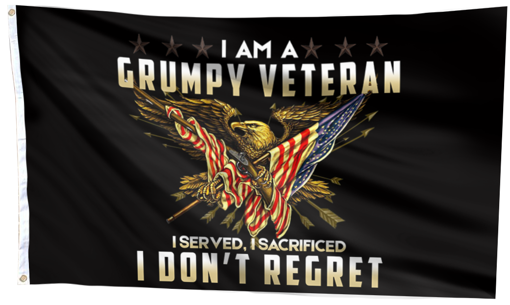 Grumpy Veteran Proud Outdoor Flag