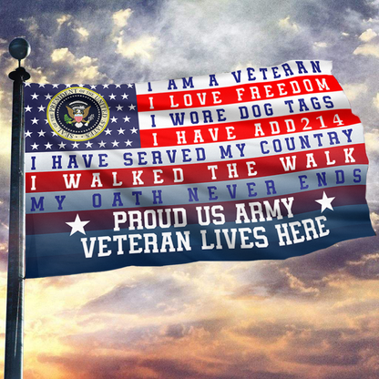 Proud Veteran Lives Here Flag