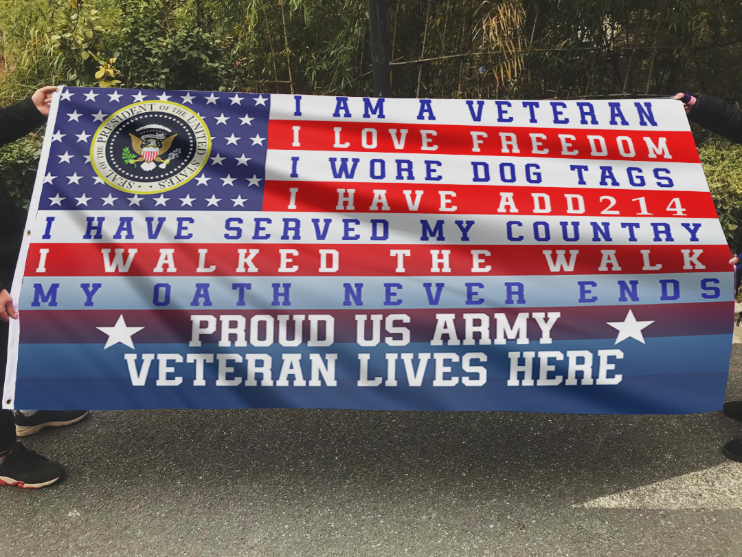Proud Veteran Lives Here Flag