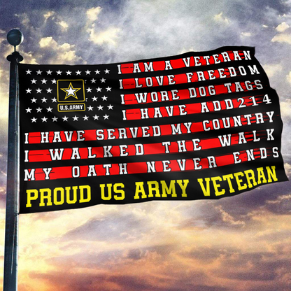 Proud Army Veteran Tribute Display Flag