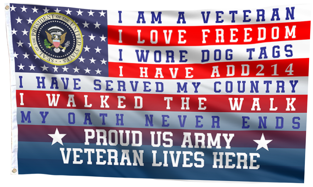 Proud Veteran Lives Here Flag