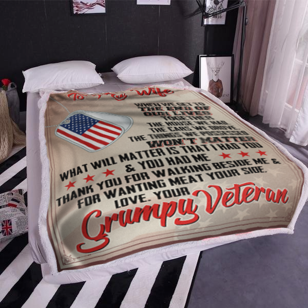 Grumpy Veteran Cozy Sherpa Blanket