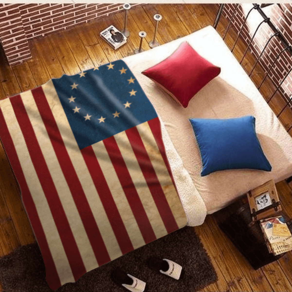 Heritage Cozy Sherpa Flag Comfort Throw