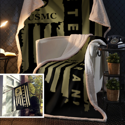 Cozy Marine Corps Sherpa Blanket