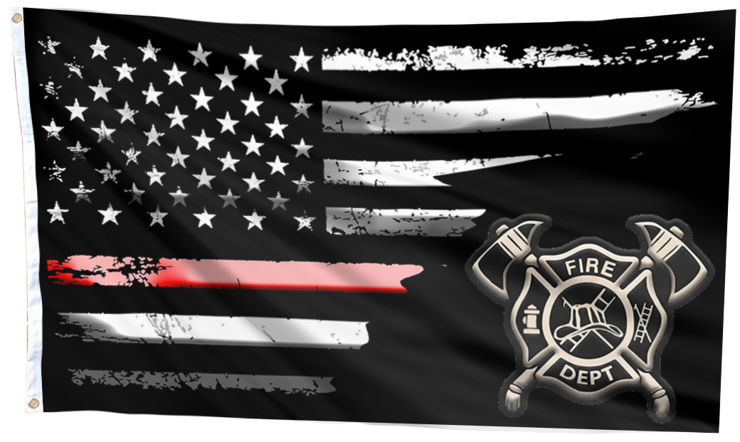Thin Red Line Firefighter Flag