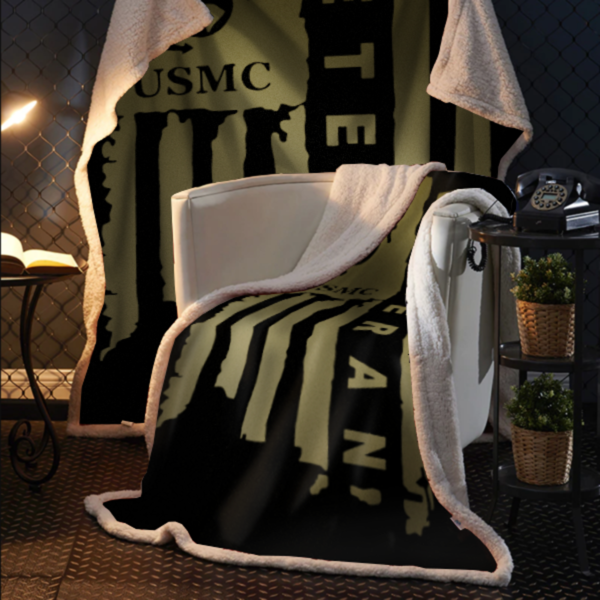 Cozy Marine Corps Sherpa Blanket