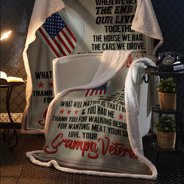 Grumpy Veteran Cozy Sherpa Blanket
