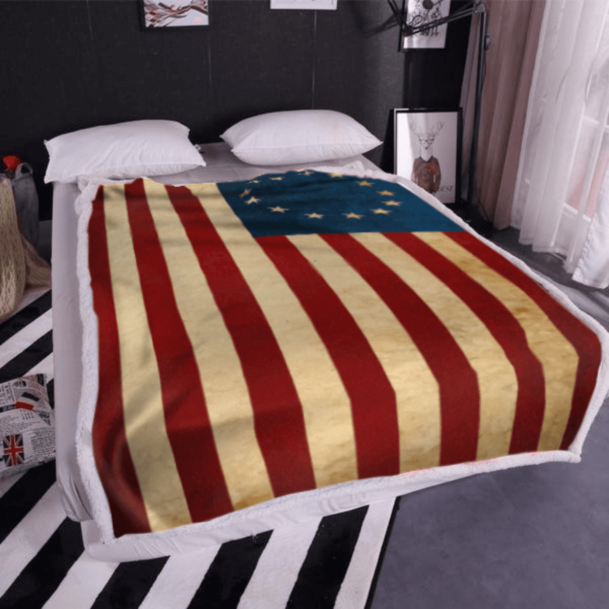 Heritage Cozy Sherpa Flag Comfort Throw