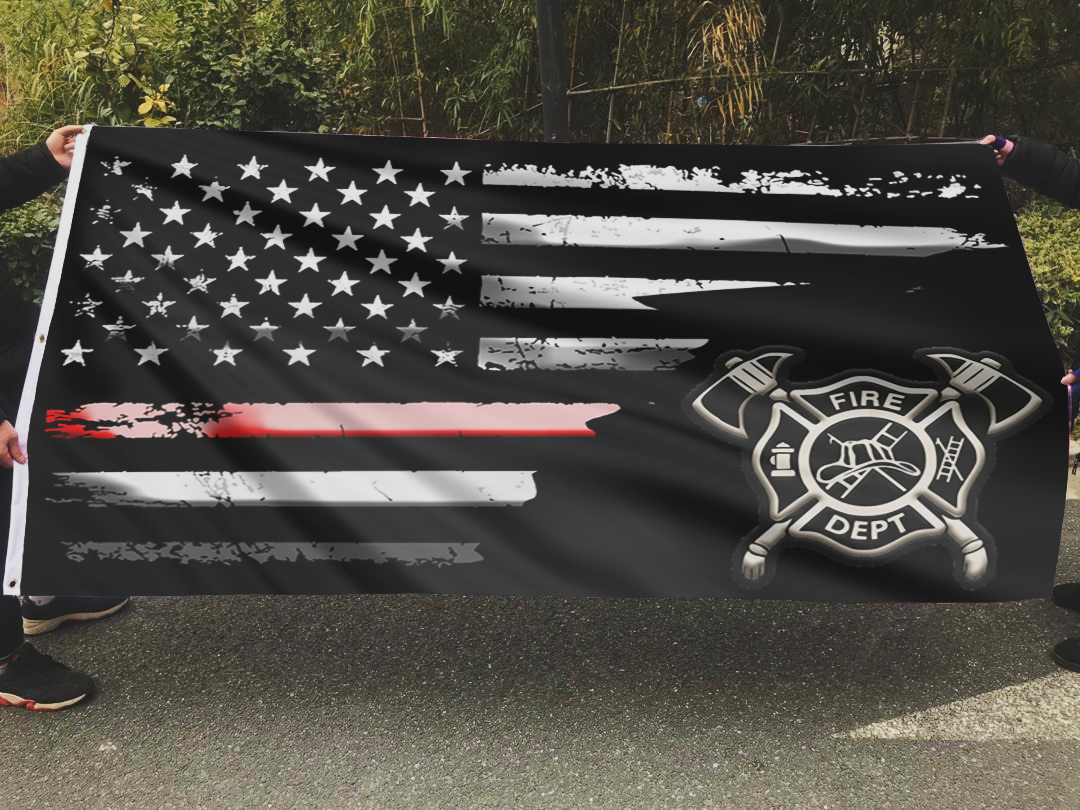 Thin Red Line Firefighter Flag