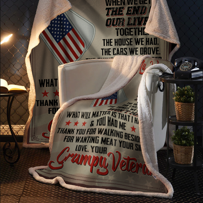 Grumpy Veteran Cozy Sherpa Blanket