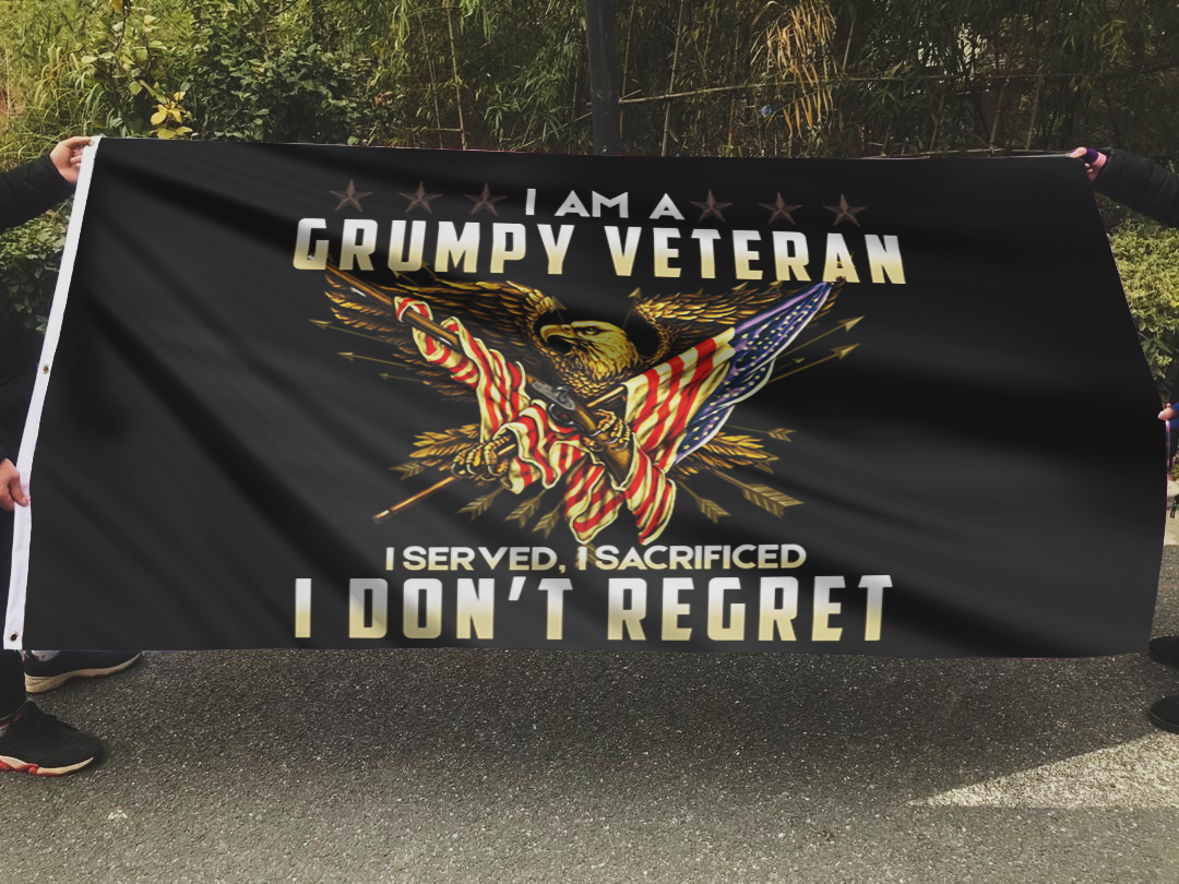 Grumpy Veteran Proud Outdoor Flag