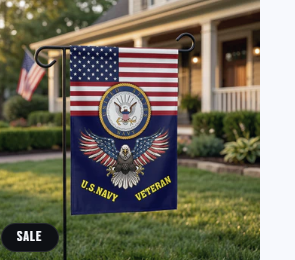 Proud Navy Veteran Garden Banner