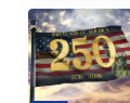 250 Years of America Statue Gold Flag
